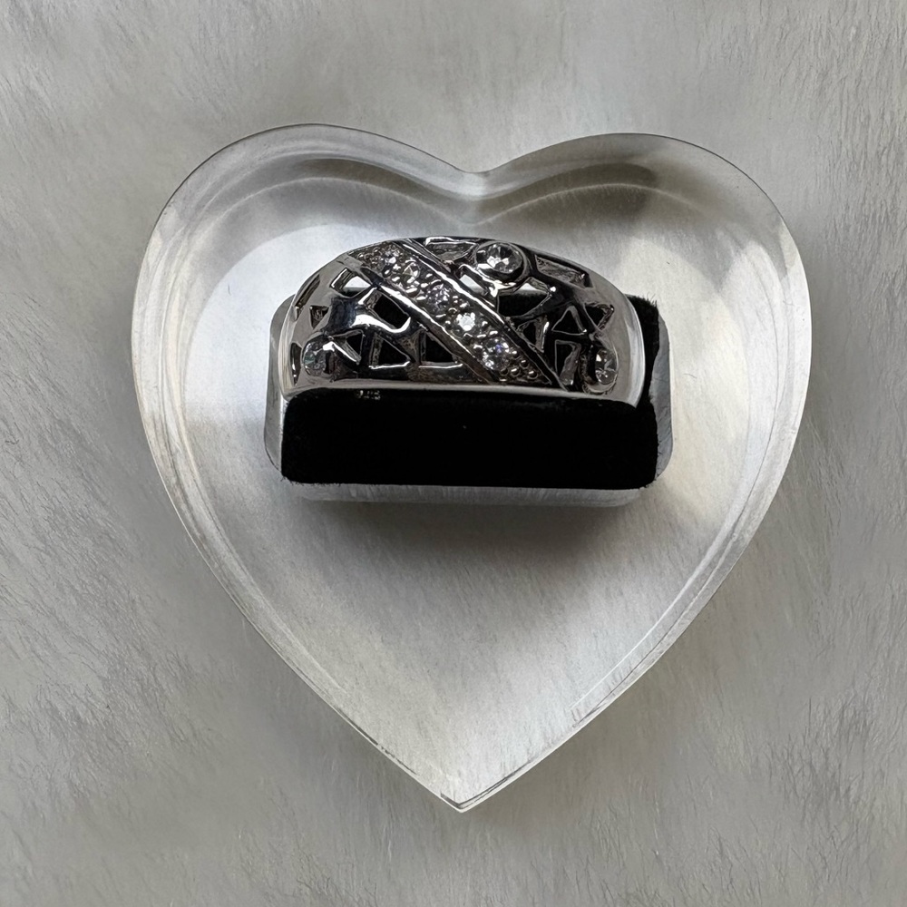 925 Sterling Silver Geometric CZ Ring